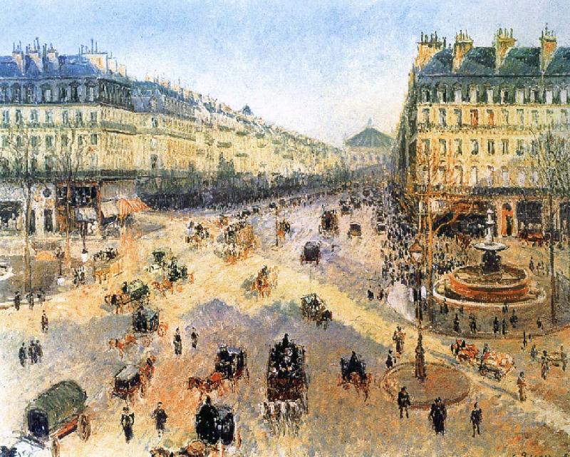 Camille Pissarro Theater Square, the French winter morning oil painting image